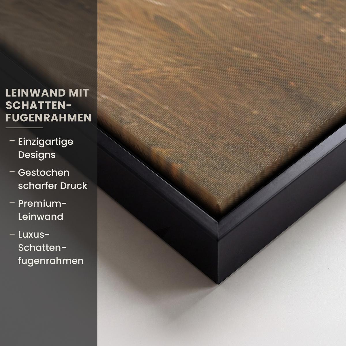 LEINWAND Bilder mit Rahmen - Gras - Morgennebel - Kreuz - Christentum - 80x120 - Beige, Textil (80/120cm) - MuchoWow