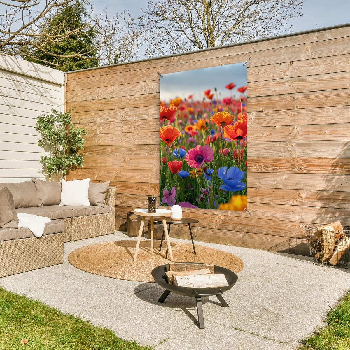 GARTENPOSTER Blumen - Mohnblumen - Farbenfroh - Natur Outdoor Bilder 80x120 cm - Dunkelorange, Kunststoff (80/120/0.2cm) - OnlyWow