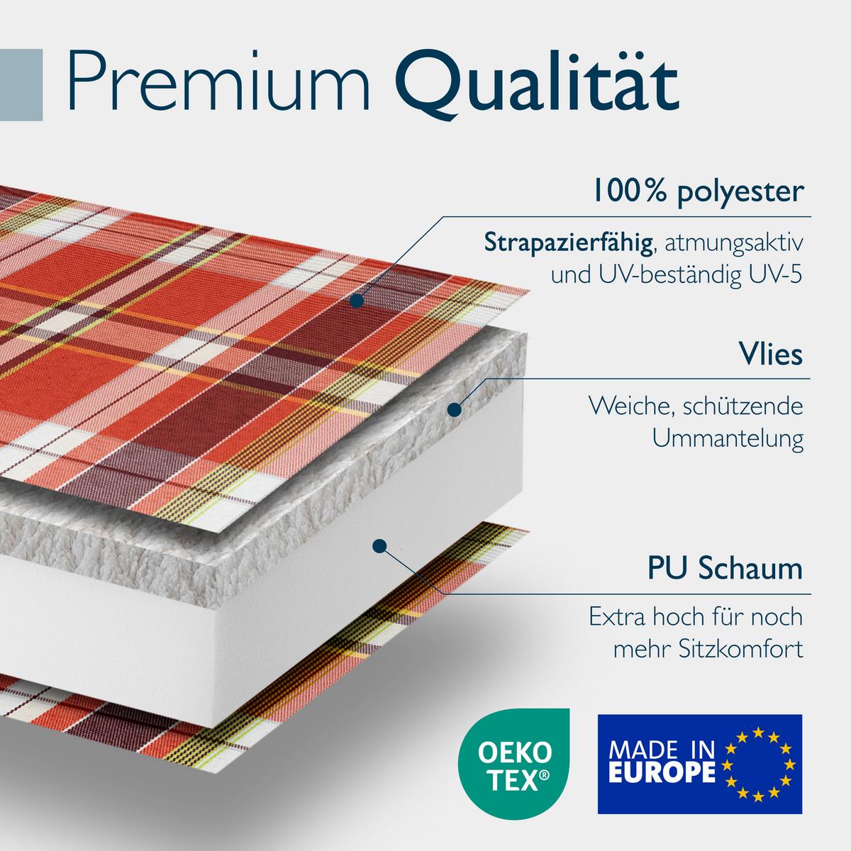 HOCHLEHNER Highlux HL 120x52x7cm Orange-Rot-Grün-Kariert (2tlg) - Grün, Textil (52/120cm) - Beautissu 