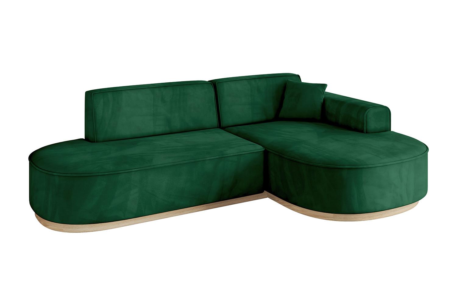 ECKSOFA Ottomane Rechts MARI-L1-v1 - 243x171x83 cm Dunkelgrün Velours - Dunkelgrün, Holzwerkstoff/Textil (171/243cm) - ALTDECOR