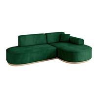 ECKSOFA Ottomane Rechts MARI-L1-v1 - 243x171x83 cm Dunkelgrün Velours - Dunkelgrün, Holzwerkstoff/Textil (171/243cm) - ALTDECOR
