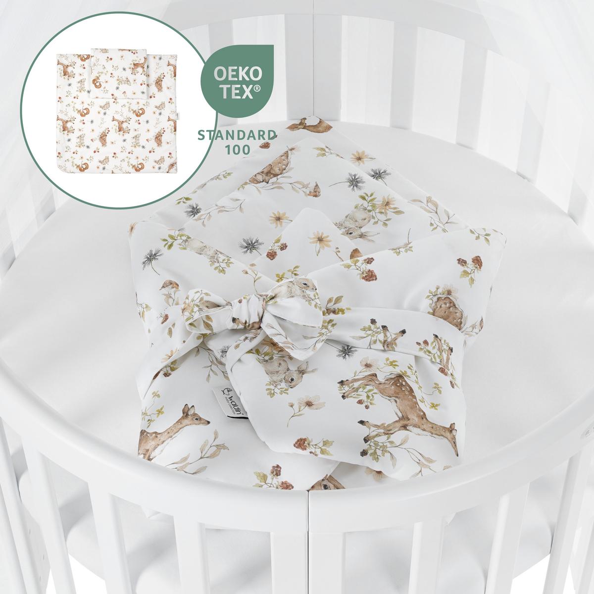 BABYBETT WHITE OVAL 7in1 mit Matratze und Himmelset - Multicolor/Weiß, Holz/Textil (73/125cm) - waldin