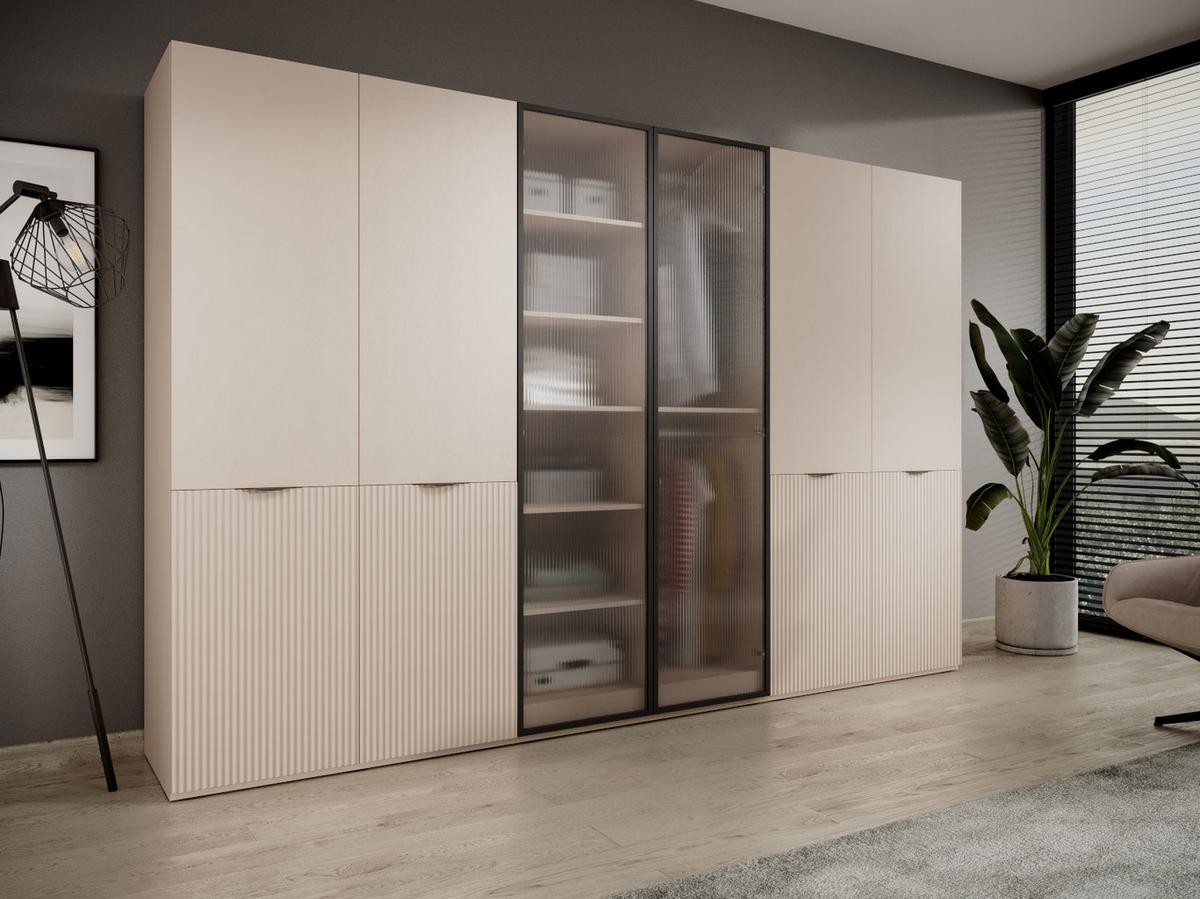 DREHTÜRENSCHRANK ATELIO 303/200/51 cm Modern Kleiderschrank 6-türig Beige - Beige, Holzwerkstoff (303/200/51cm) - MASSENO