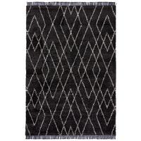 TEPPICH mit Fransen SWALE, geometrisch, Schwarz-Weiß, 120 x 170 cm - Schwarz, Textil (170/120cm) - KADIMA DESIGN