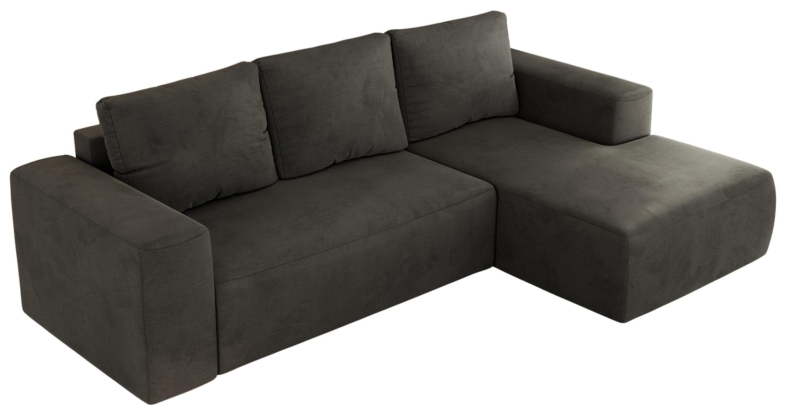 ECKSOFA TRENTINO L Dunkelgrau Velvet - Rechts - Dunkelgrau/Schwarz, Kunststoff/Textil (164/266cm) - MKS