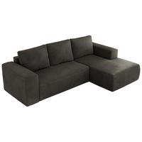 ECKSOFA TRENTINO L Dunkelgrau Velvet - Rechts - Dunkelgrau/Schwarz, Kunststoff/Textil (164/266cm) - MKS