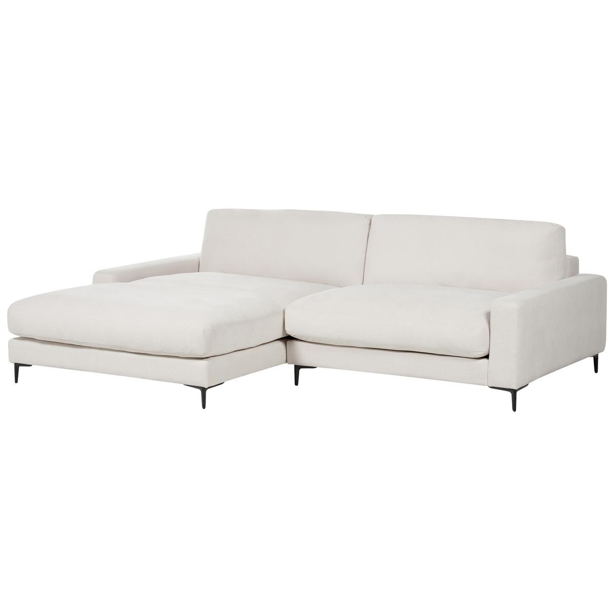 3-SITZER-ECKSOFA cremeweiß linksseitig Maloy - Schwarz/Weiß, Textil (272/189cm) - Beliani