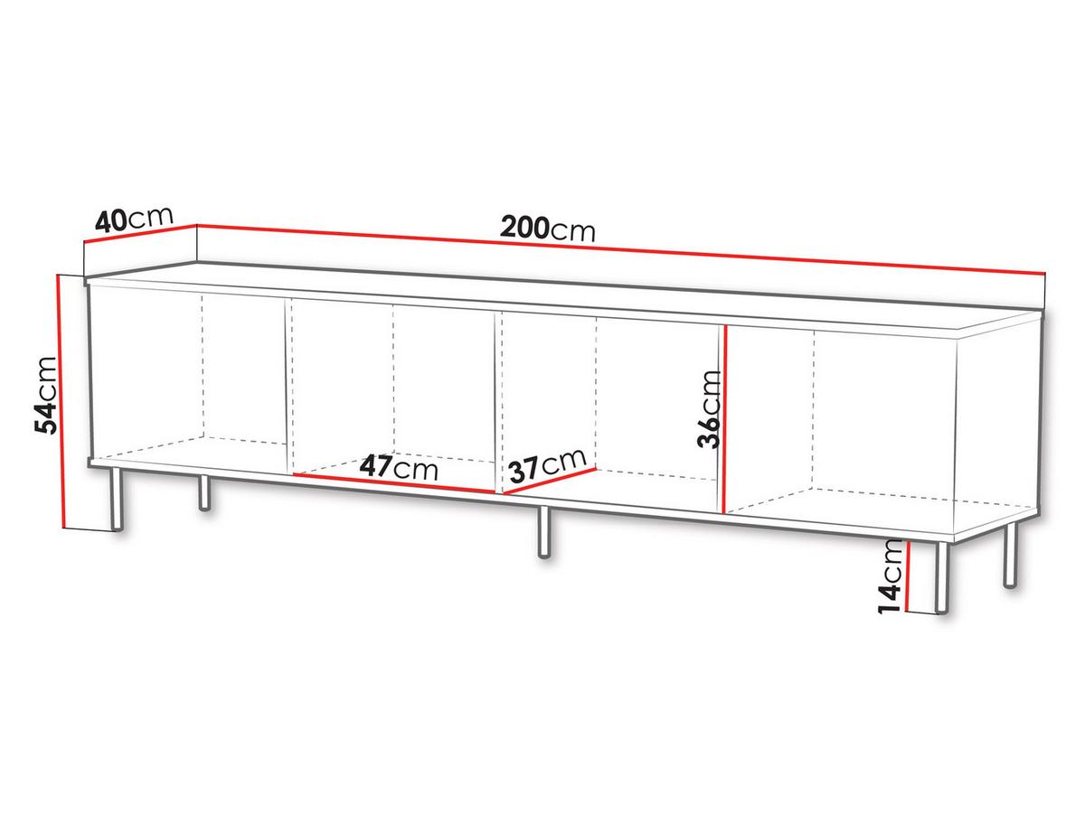 TV-LOWBOARD Leo 200 - Kaschmir/Schwarz, Holzwerkstoff/Metall (200/54/40cm) - MIRJAN24