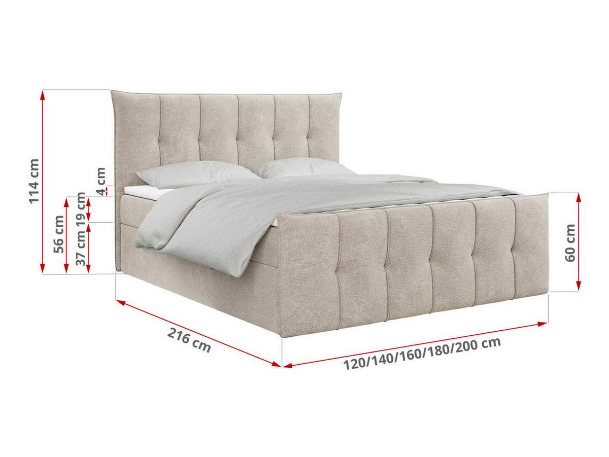 BOXBETT PREMIUM 11 140/200 Beige Struktur - H3 - Beige, Holz/Textil (140/200cm) - MKS