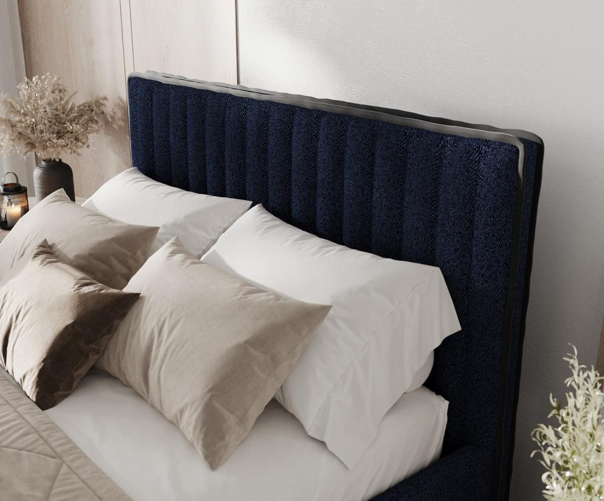 POLSTERBETT Aria 120/200 cm Marineblau im Riva Stoff - Naturfarben/Dunkelblau, Holz/Holzwerkstoff (120/200cm) - AltaBeds