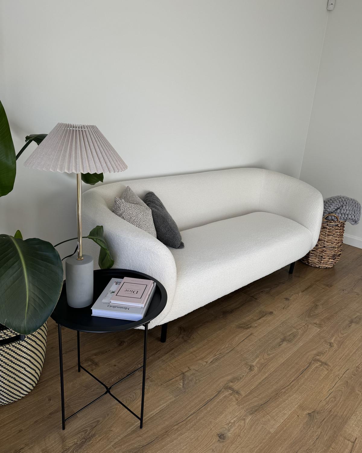 3-SITZER-SOFA Bouclé weiß/schwarz Loen - Schwarz/Weiß, Textil (200/79/70cm) - Beliani