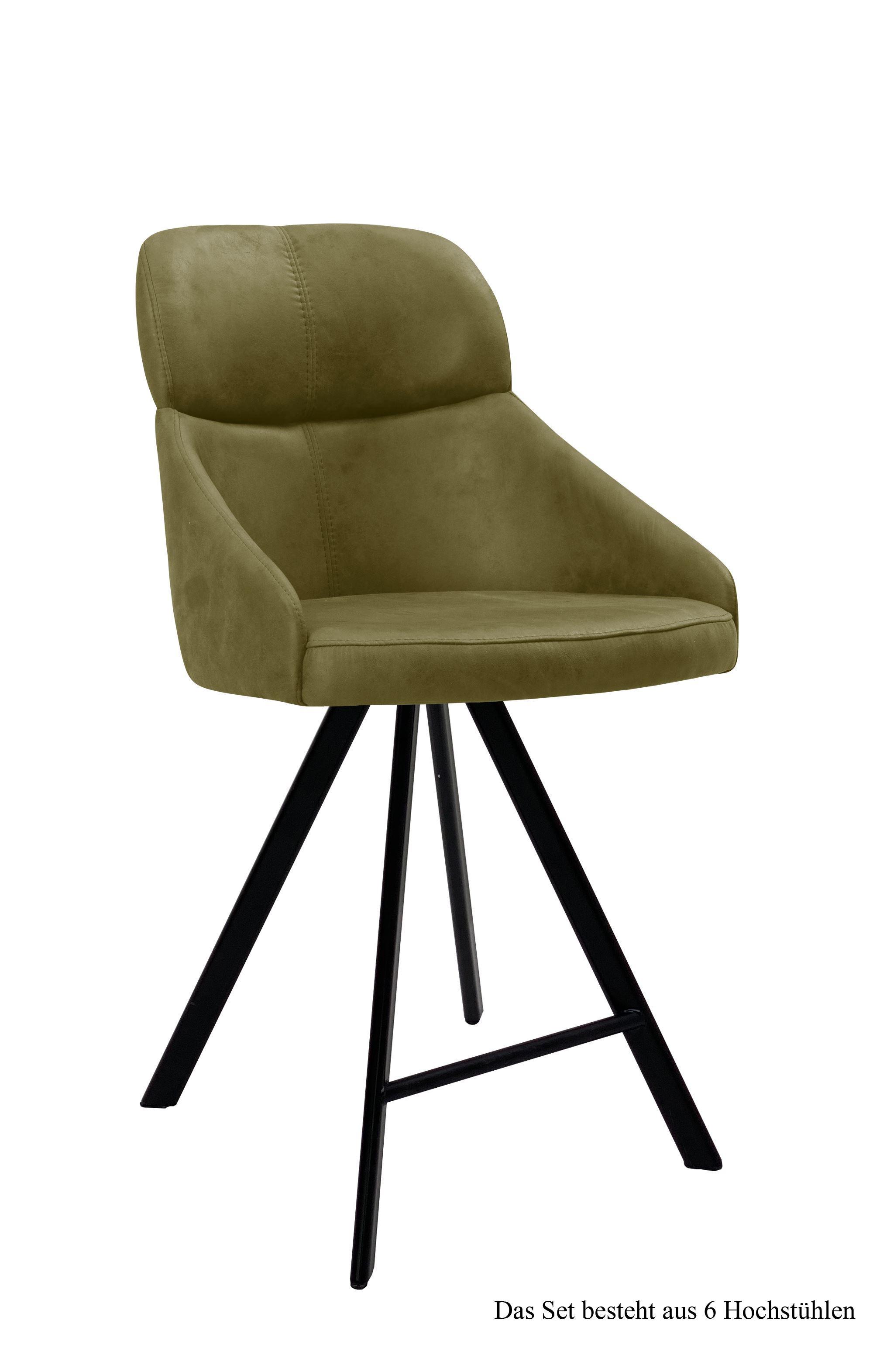 THEKENSTUHL drehbar (6er-Set) Diljana 52x99x63 Schwarz/Olivgrün - Schwarz/Olivgrün, Kunststoff (63/99/52cm) - 58aufmkessel