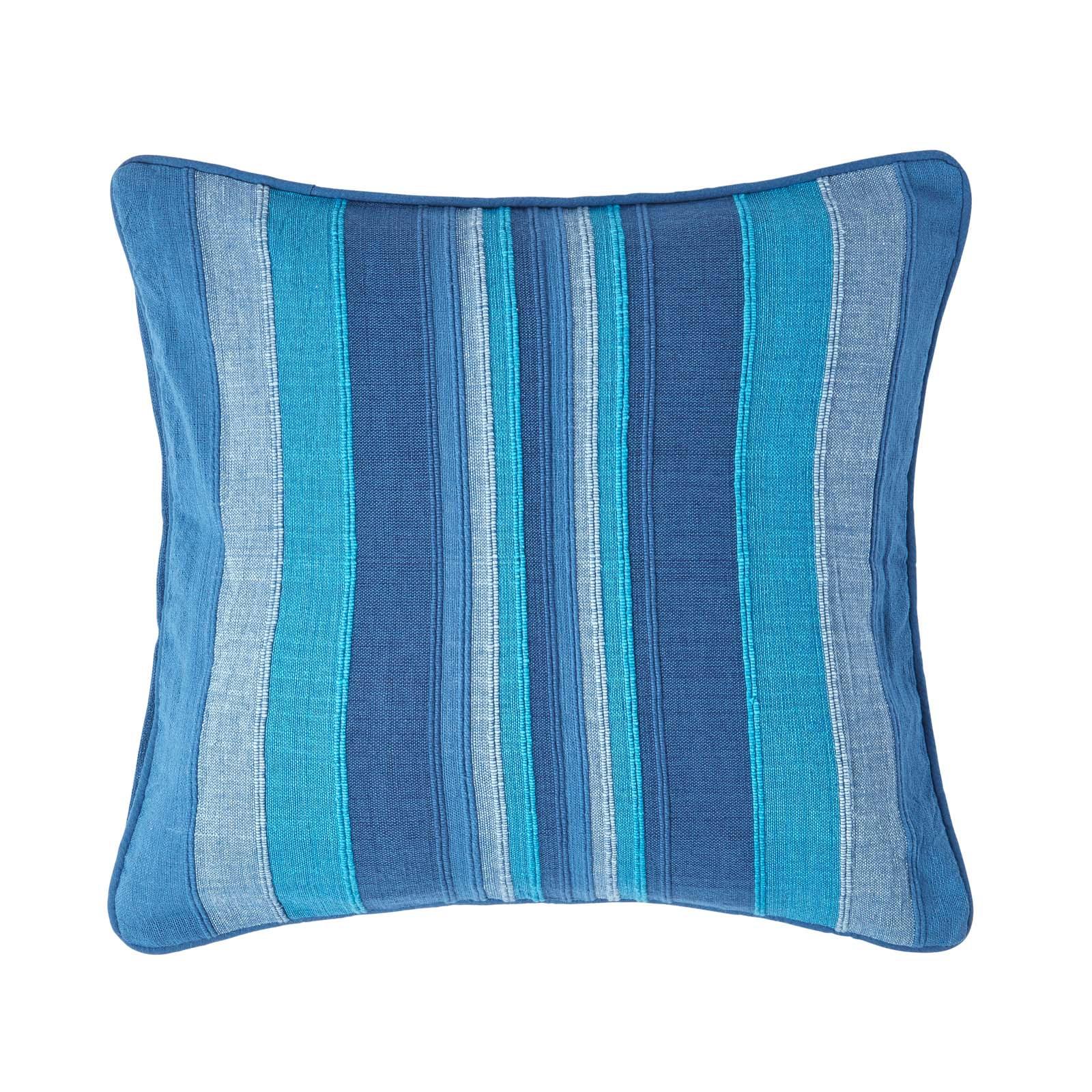 KISSENHÜLLE Morocco Stripe 45/45 cm, 100% Baumwolle - Blau, Textil (45/45cm) - Homescapes