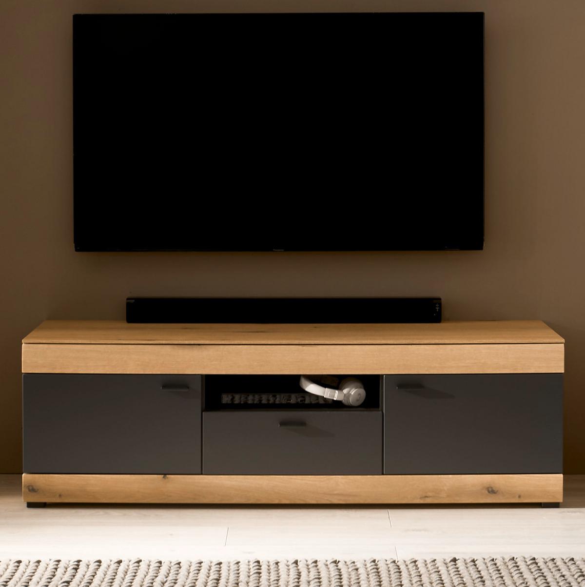 TV-LOWBOARD in Eiche, grau 150 cm, TV Unterschrank mit Soft-Close - Kaschmir/Eichefarben, Holzwerkstoff/Kunststoff (150/484/45cm) - Furn.Design
