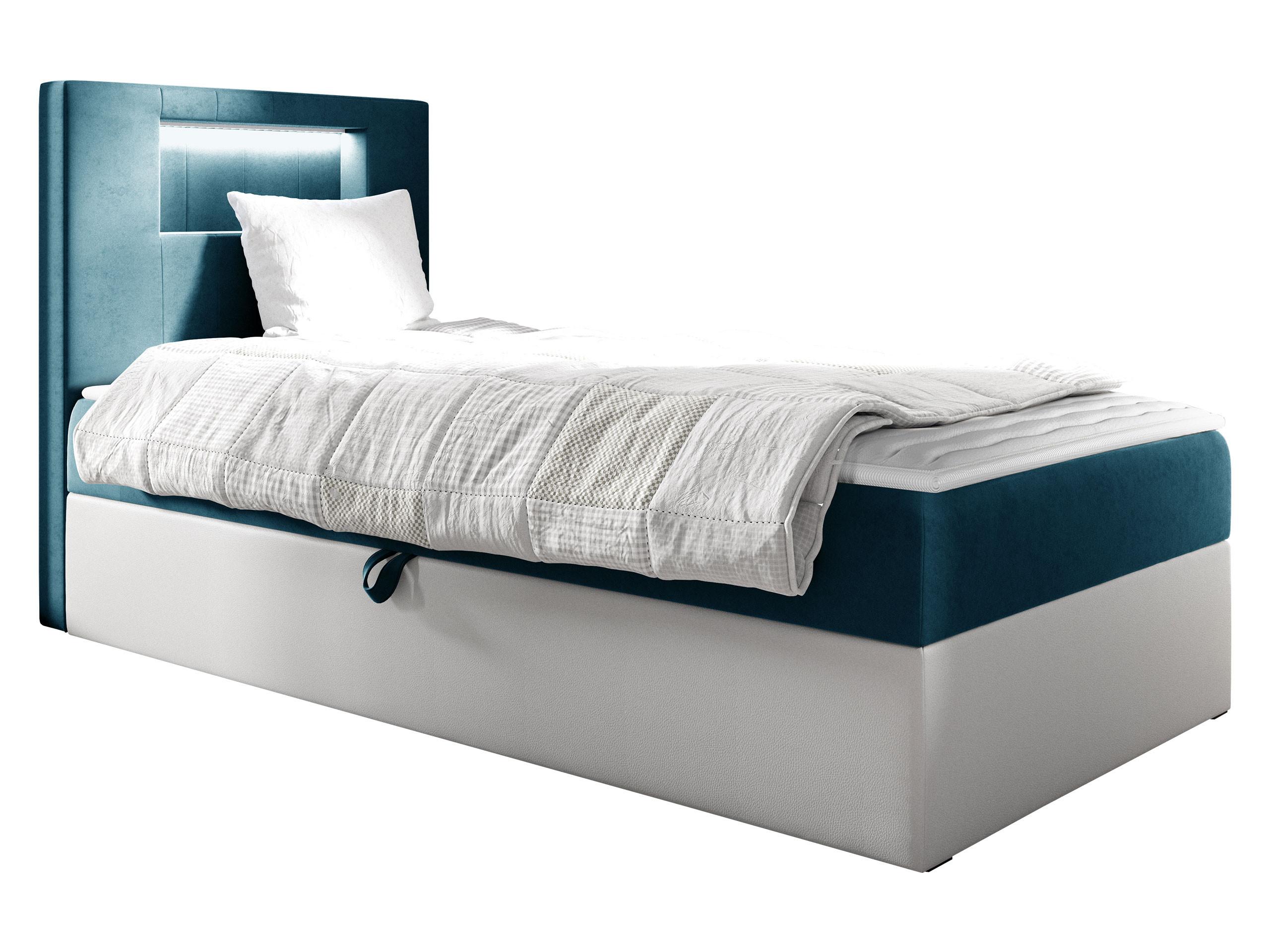BOXBETT Gold Junior 1, Seite zum Öffnen des Bettkastens: Links - H3 - Türkis/Weiß, Holz (80/200cm) - MIRJAN24