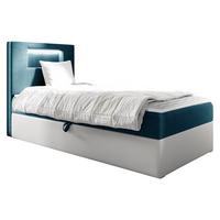 BOXBETT Gold Junior 1, Seite zum Öffnen des Bettkastens: Links - H3 - Türkis/Weiß, Holz (100/200cm) - MIRJAN24