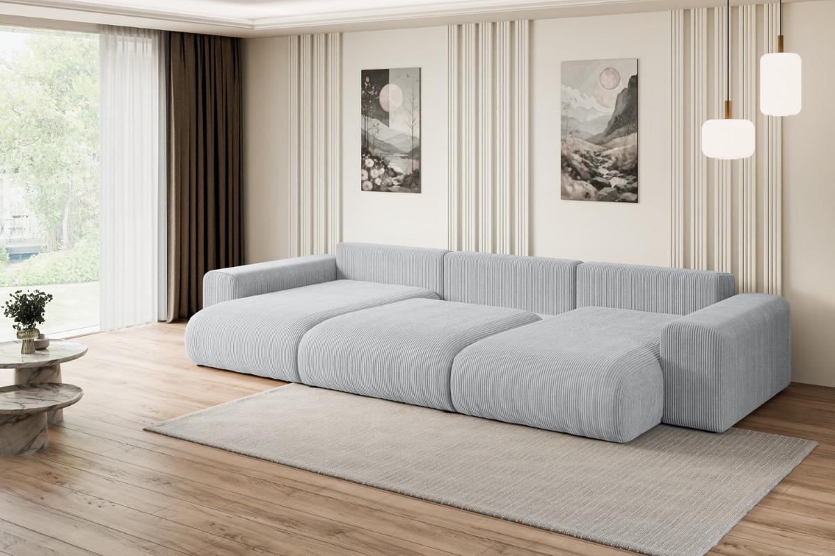 WOHNLANDSCHAFT mit Schlaffunktion ESKAR-U -364x176x72cm Grau Cord - Schwarz/Grau, Holzwerkstoff/Kunststoff (364/72/176cm) - ALTDECOR