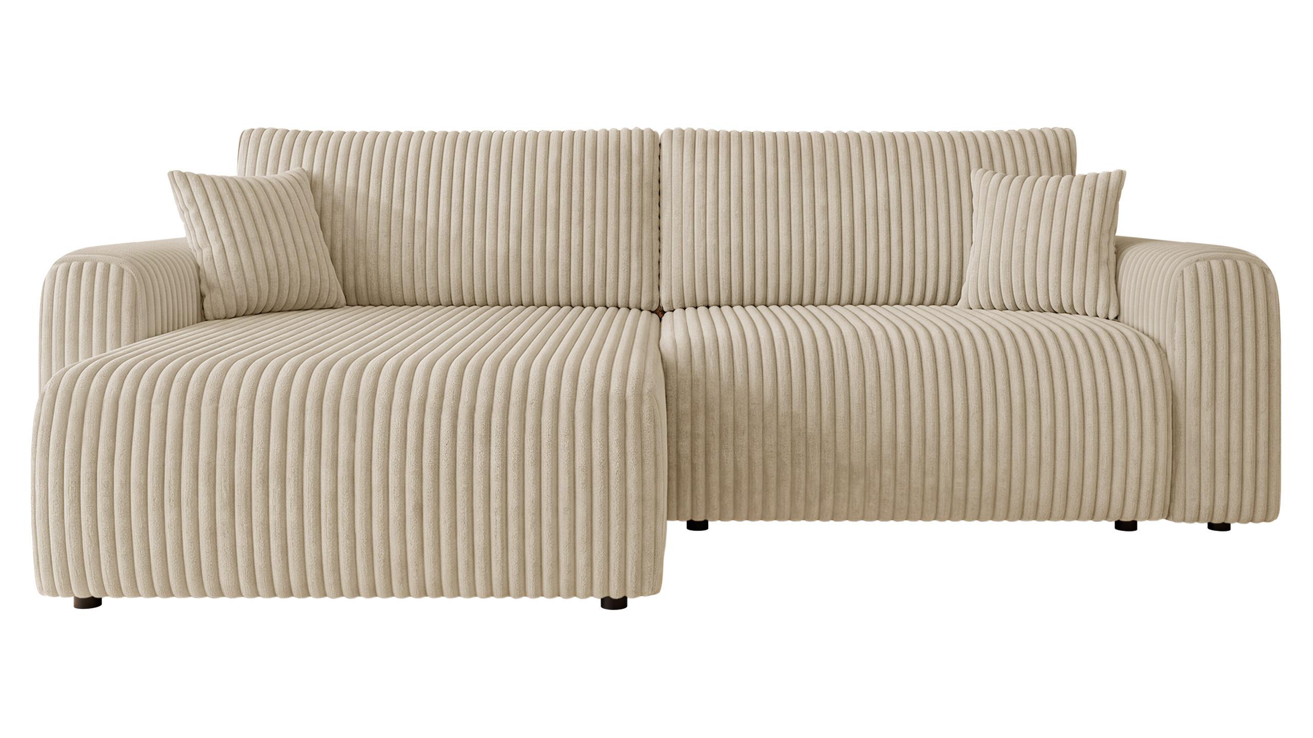 ECKSCHLAFSOFA Floryn L Cord Bis - Beige/Schwarz, Holz/Kunststoff (245/145cm) - MIRJAN24