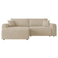 ECKSCHLAFSOFA Floryn L Cord Bis - Beige/Schwarz, Holz/Kunststoff (245/145cm) - MIRJAN24