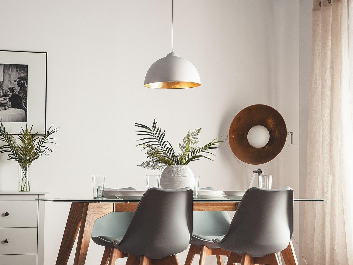 HÄNGELEUCHTE Cetina 40/40/129 cm - Weiß, Metall (40/40/129cm) - Beliani