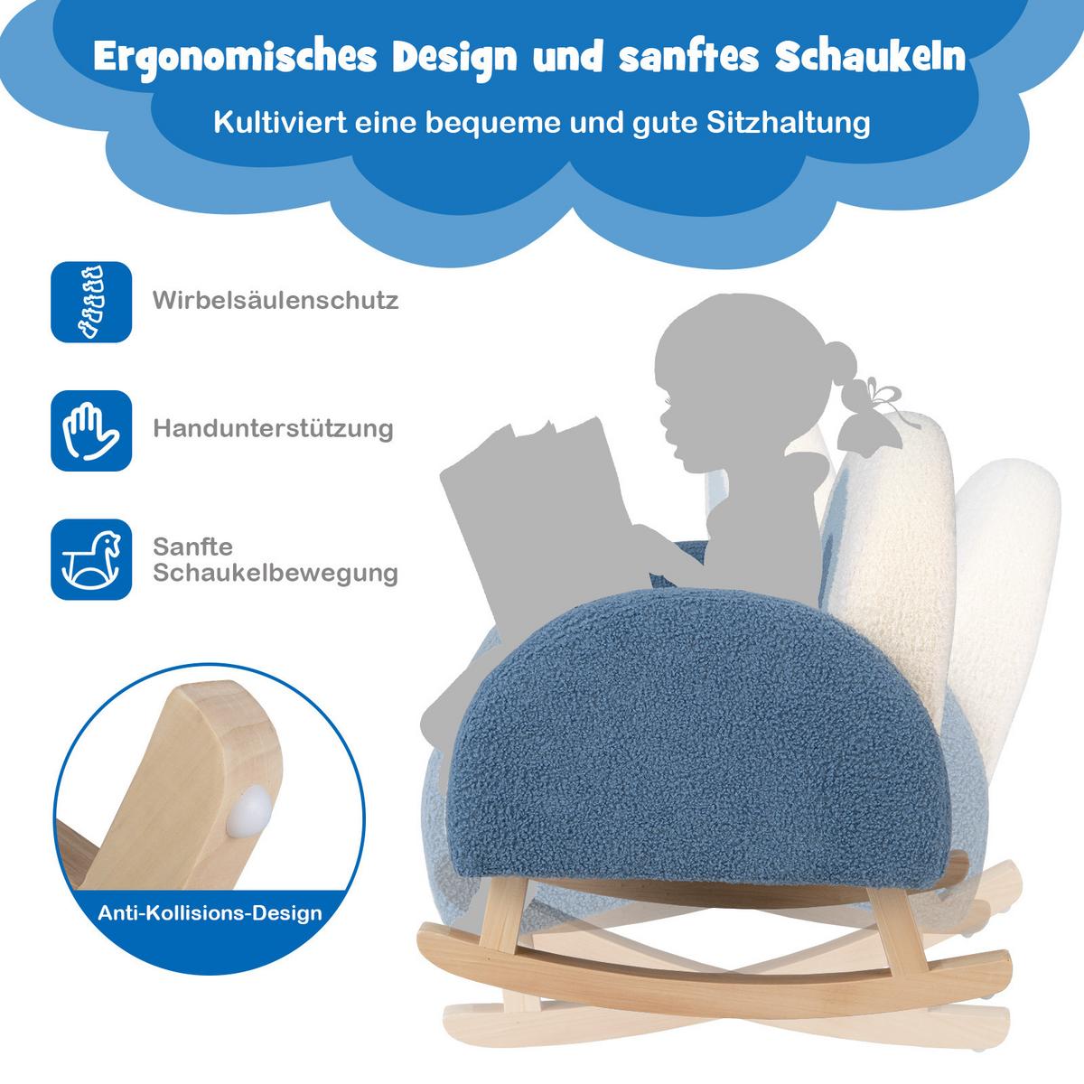 KINDERSOFA 51cm Blau - Blau, Textil (51/51/49cm) - COSTWAY