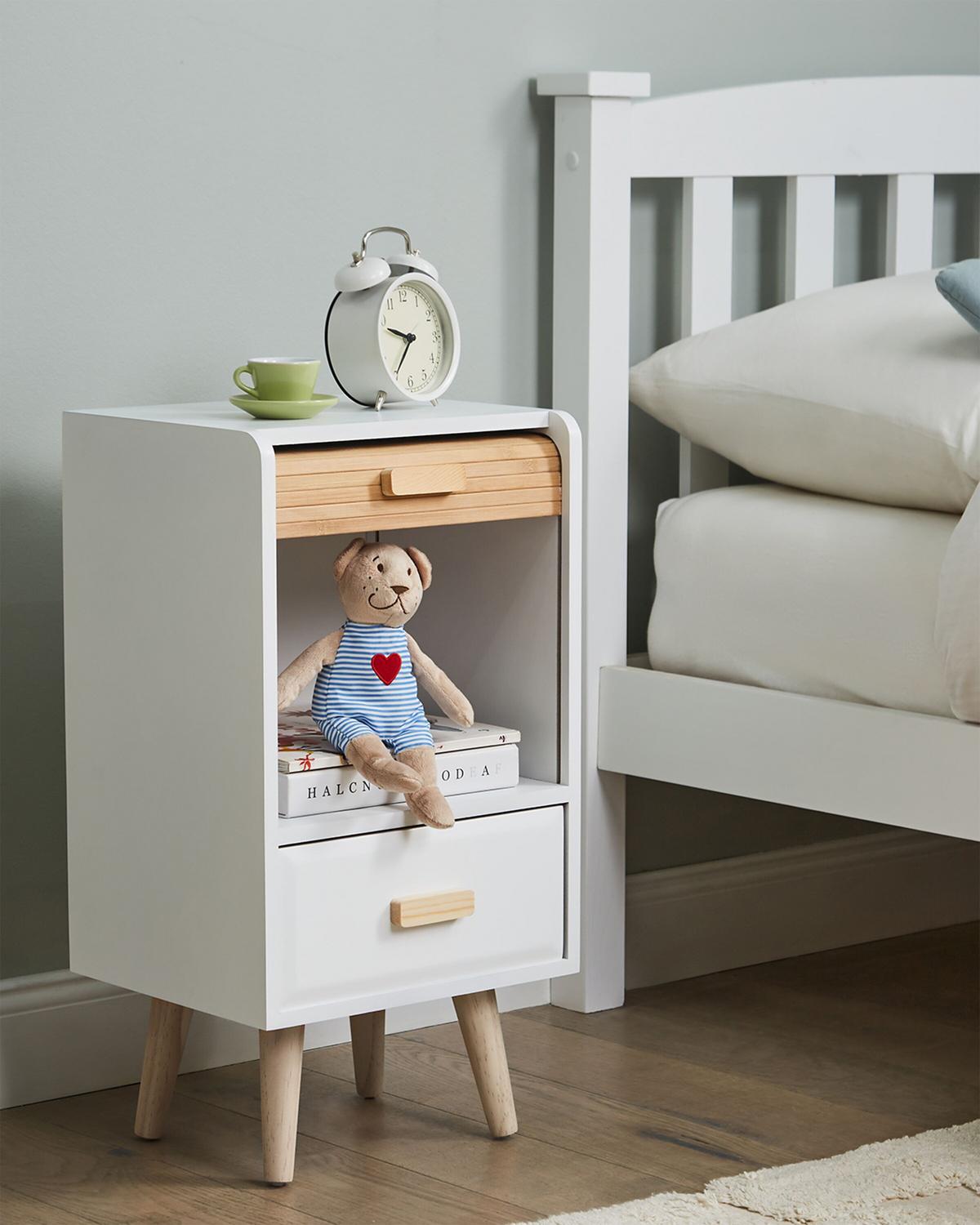 NACHTTISCH mit 1 Schublade Weiß Nesika - Weiß, Holzwerkstoff (30/56/30cm) - Beliani