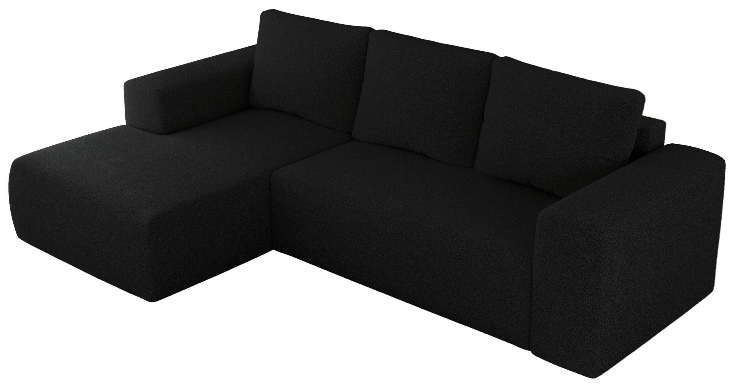 ECKSOFA TRENTINO L Schwarz Boucle - Links - Schwarz, Kunststoff/Textil (266/164cm) - MKS