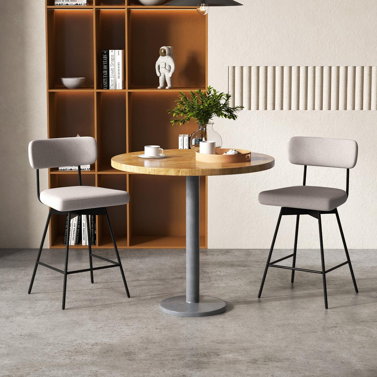 BARHOCKER Beige(2er-Set) - Beige, Metall (51/90.5/47cm) - COSTWAY
