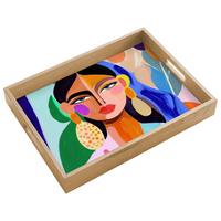 TABLETT Porträt - Frau - Modern 40x30 cm - Multicolor, Holz (40/5/5cm) - OnlyWow