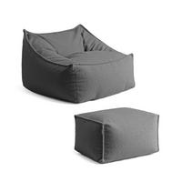 SITZSACK Bouclé Snug mit Hocker - Anthrazit, Textil (150/75/60cm) - Mokebo