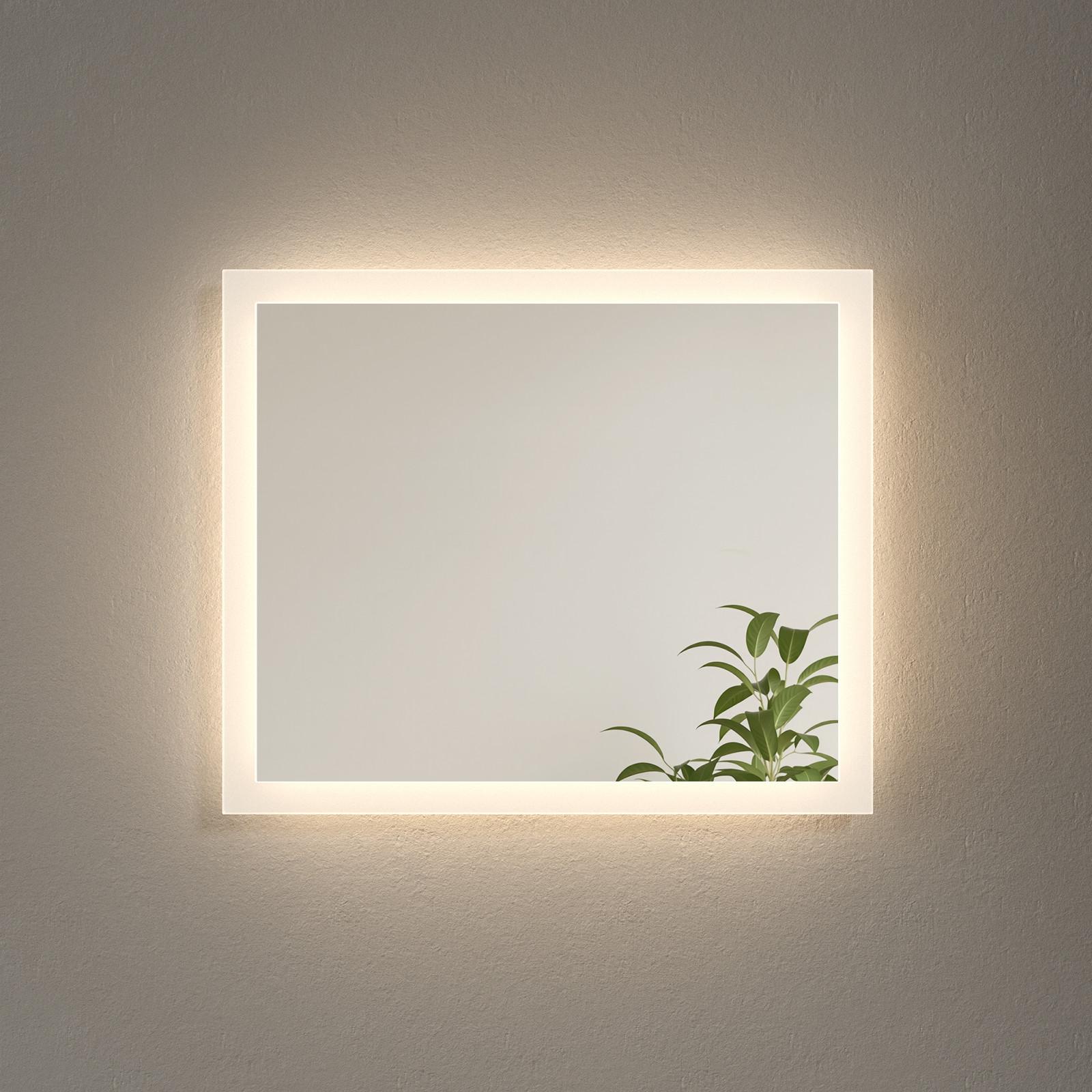 BADSPIEGEL mit Beleuchtung, mechanischem Schalter & Antibeschlag-Funktion, 60/50 cm - Transparent, Glas (60/50/3.5cm) - EMKE