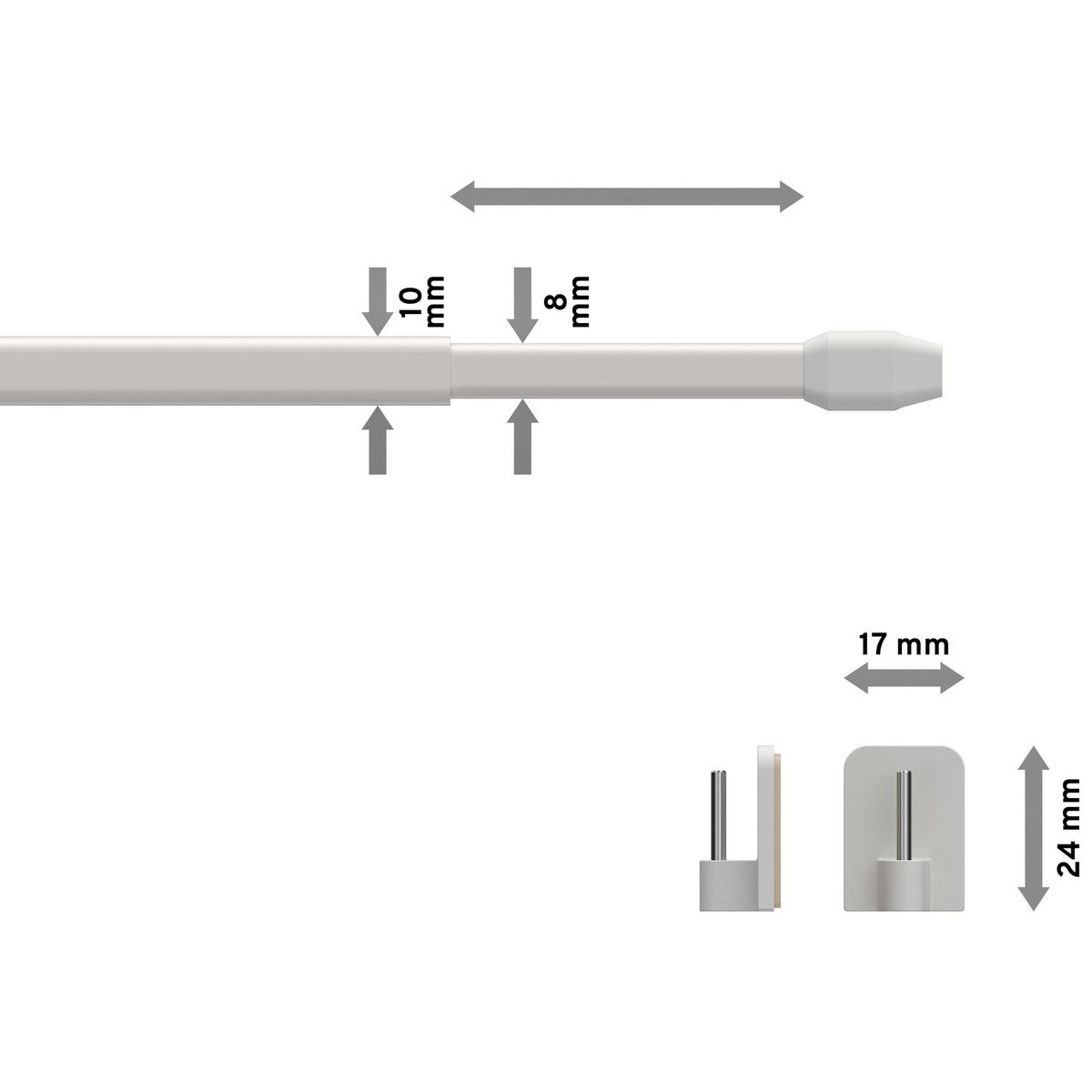 SCHEIBENSTANGEN / VITRAGESTANGEN MIT KLEBEHAKEN Geno 50-80 cm, oval, Weiß, Packung 2 Stück - Weiß, Kunststoff/Metall (1.2/2.4/80cm) - INTERDECO
