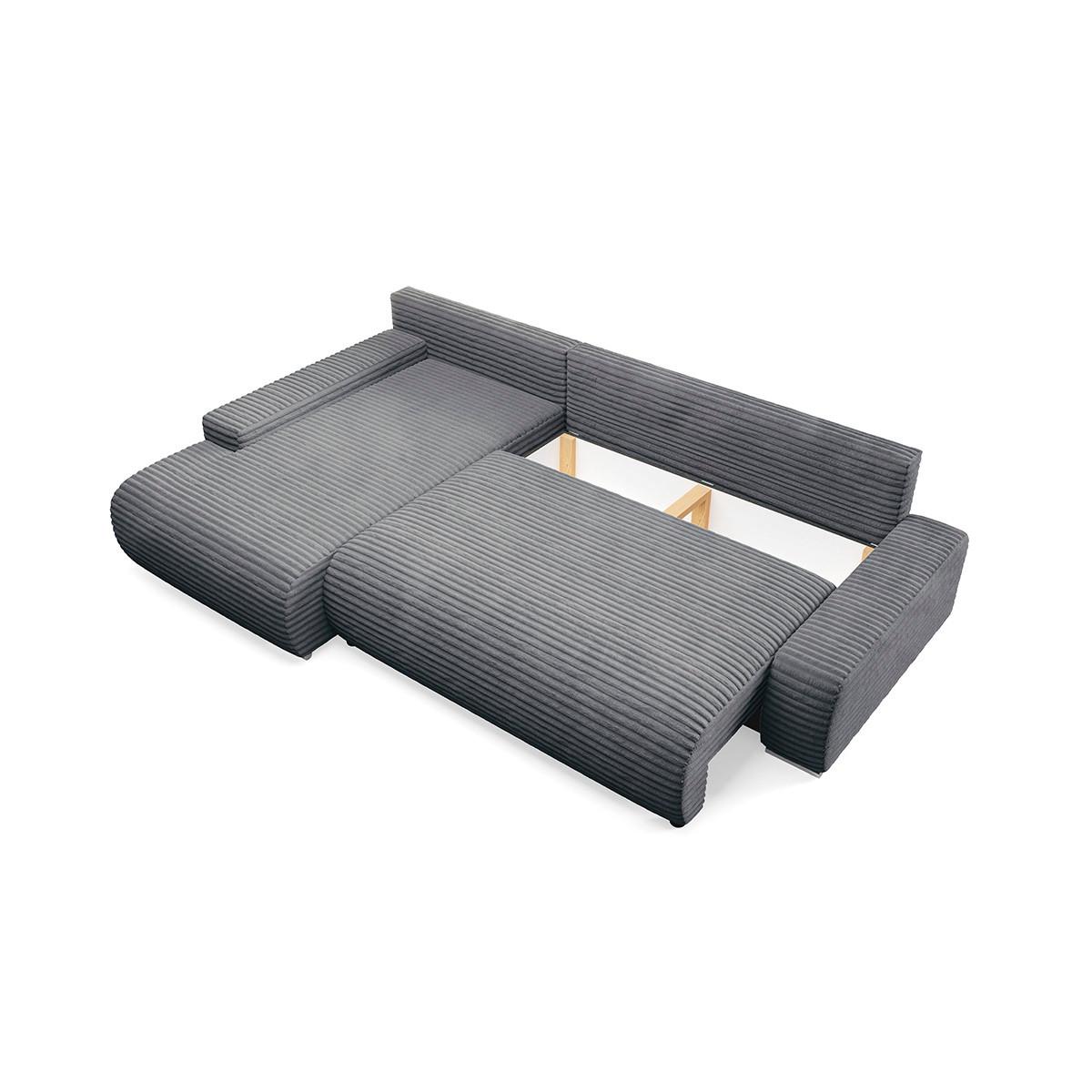 ECKSOFA Ivana 3 Sitzplätze Dunkelgrau - Grau, Holz (265/172cm) - Petits-meubles