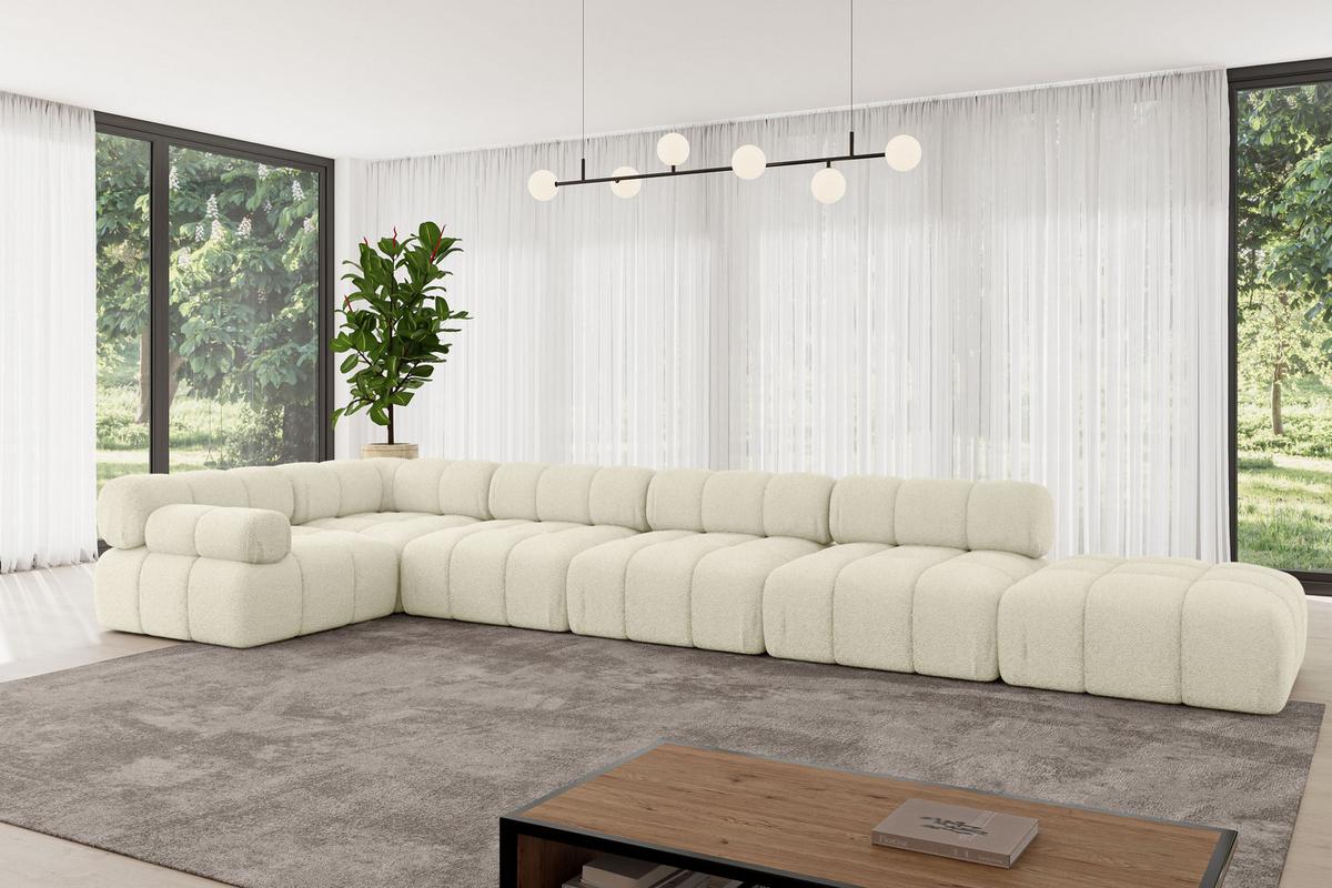 ECKSOFA modulares Sofa Felto-L3 - 475x190x70 cm Beige Bouclé - Beige, Holzwerkstoff/Textil (475/190cm) - ALTDECOR