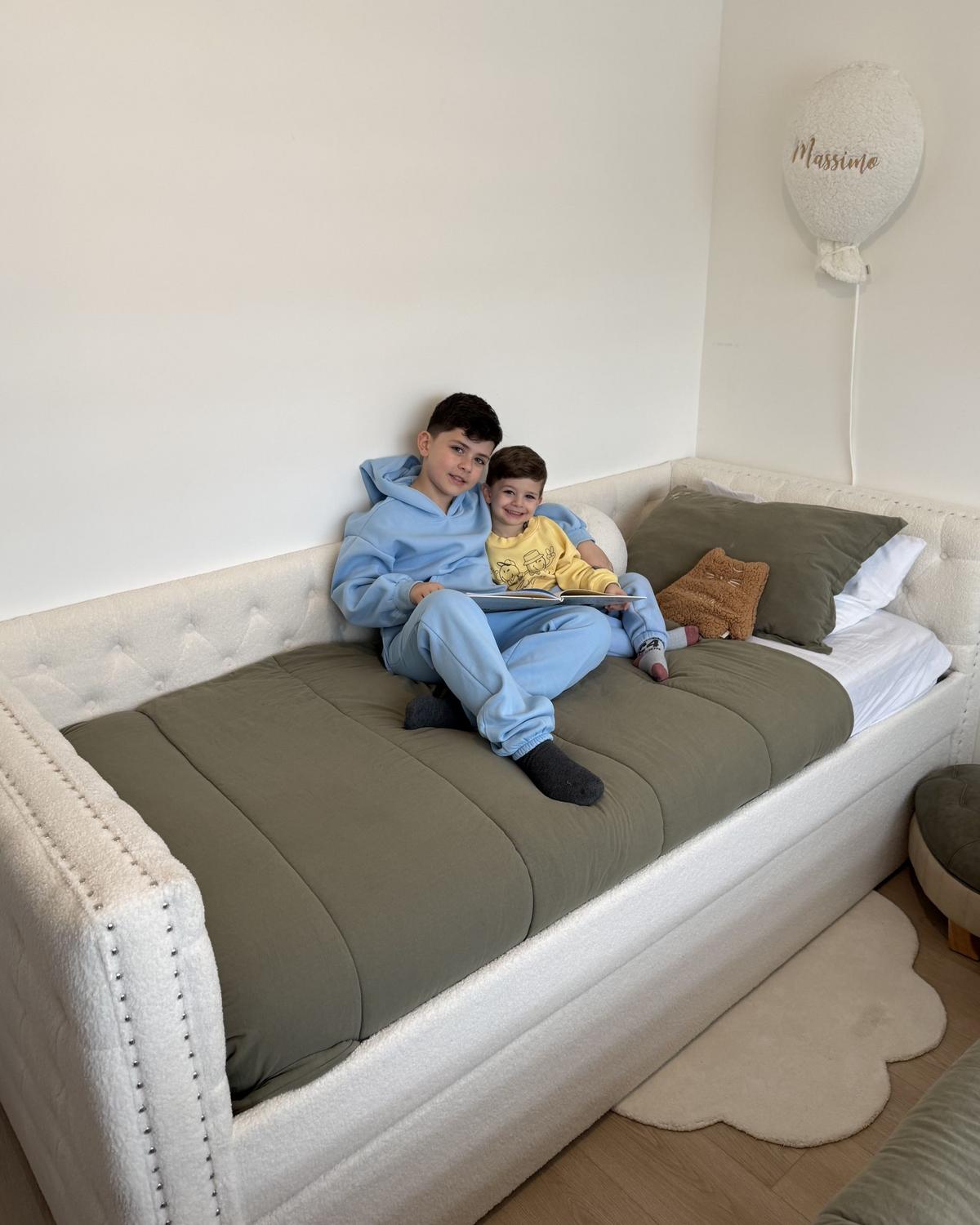 TAGESBETT Weiß 90-200 cm Gassin - Weiß, Holz/Textil (90/200cm) - Beliani