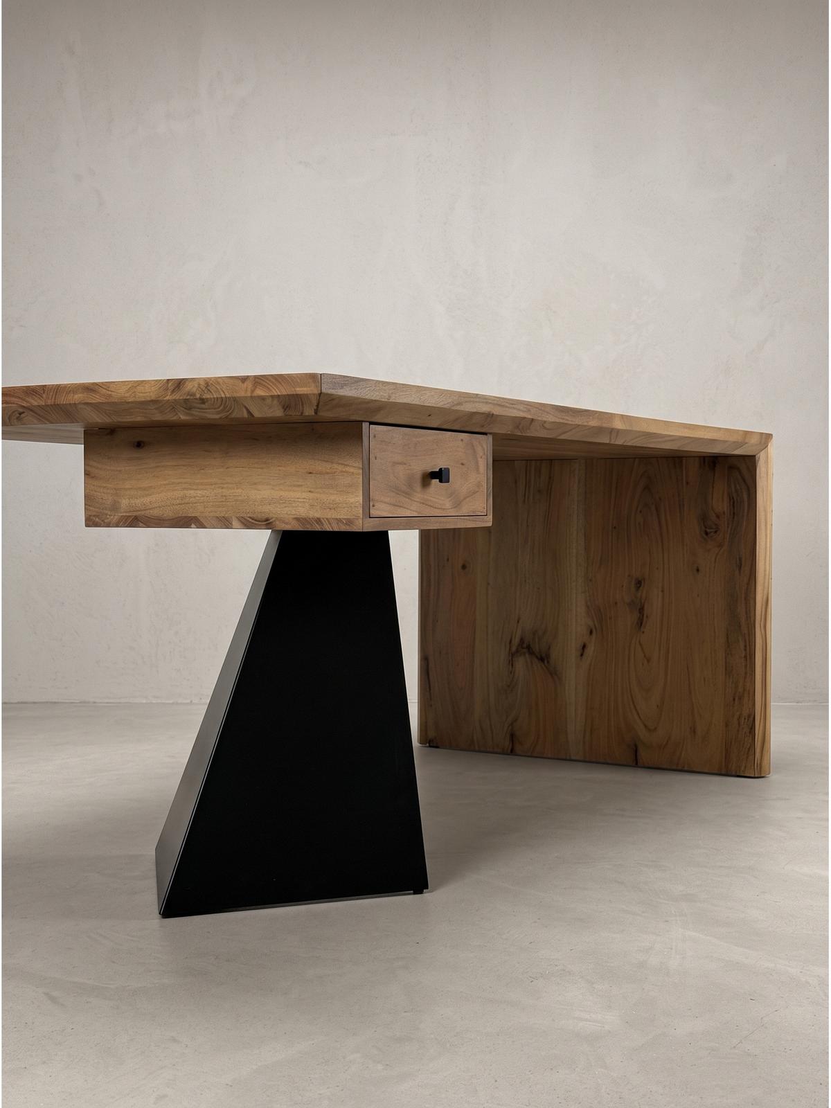 SCHREIBTISCH PANARO, Akazie Massivholz, Akazie-Natur, 180 x 90 x 77 cm - Braun, Holz (90/180/77cm) - KADIMA DESIGN