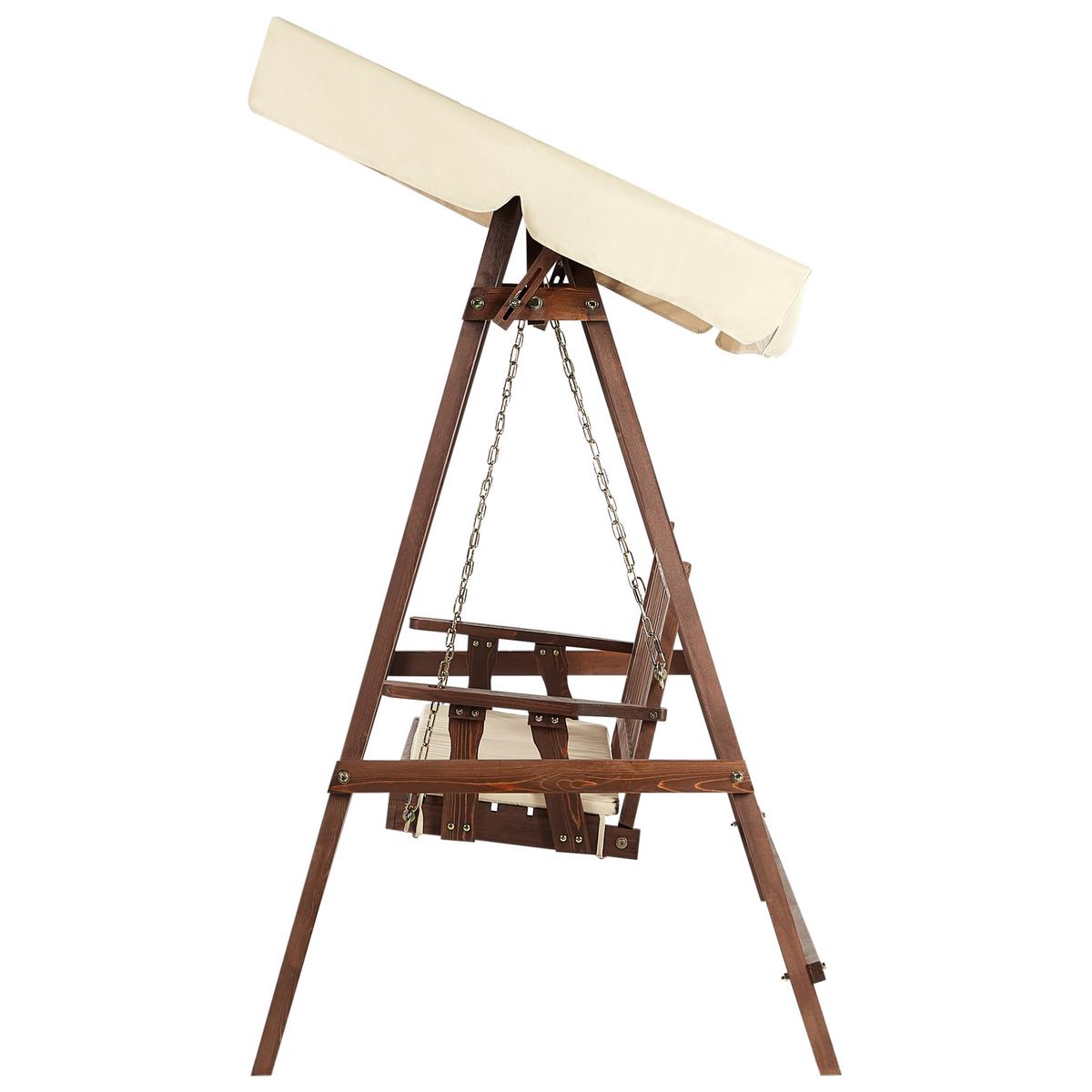 HOLLYWOODSCHAUKEL 2-Sitzer Dunkler Holzfarbton Caviola - Dunkelbraun/Beige, Holz (165/176/109cm) - Beliani