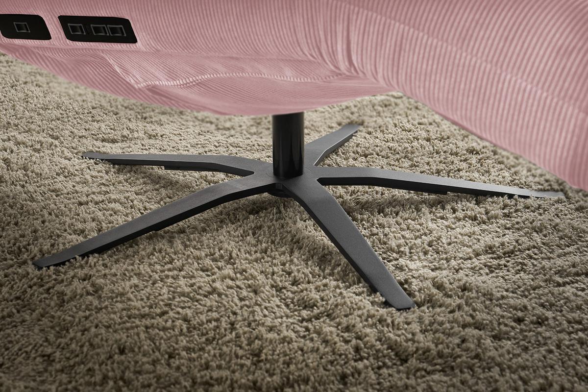 RELAXLIEGE LETICIA Pink Cord Drehbar (360°), Relaxfunktion - Schwarz/Rosa, Textil/Metall (82/115/156cm) - KAWOLA