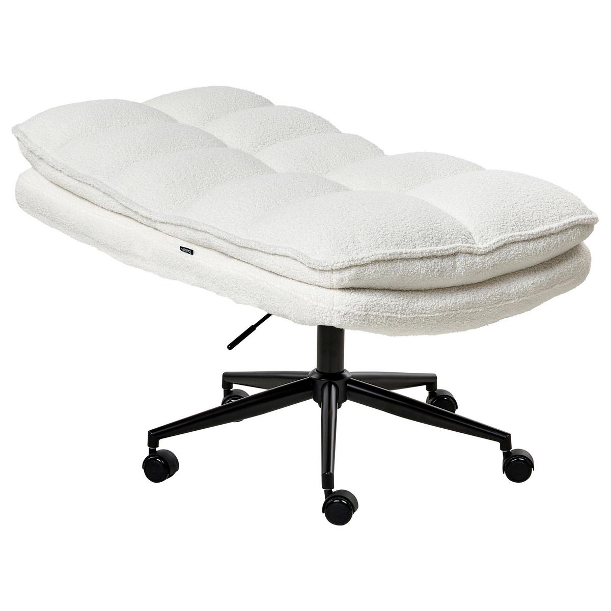 BÜROSTUHL Bouclé Weiß Addison - Weiß, Textil (56/98/64cm) - Beliani