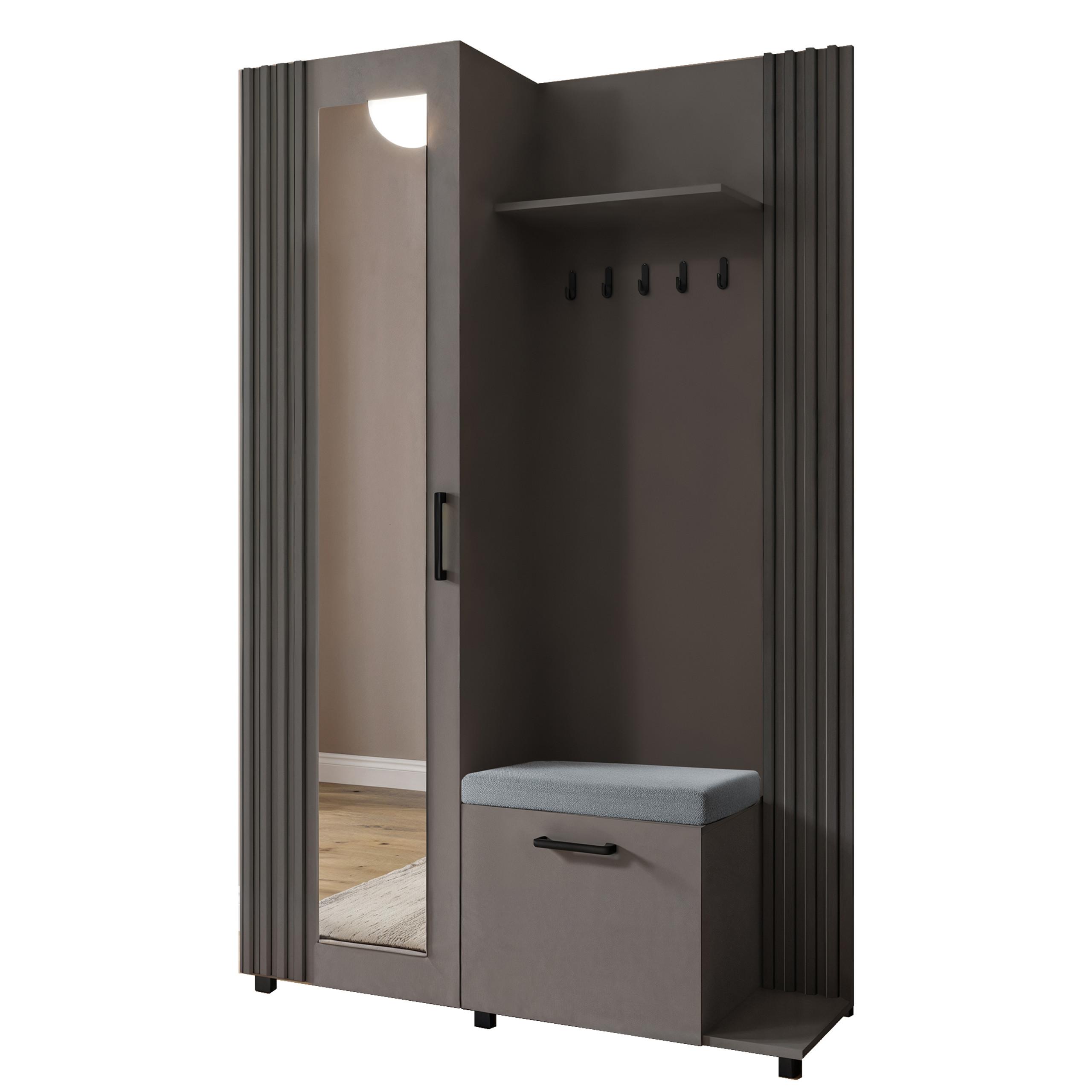 GARDEROBENSCHRANK ARMADIO 137/207/42 cm Modern Garderobe-Set Grau - Grau, Holzwerkstoff (137/207/42cm) - MASSENO