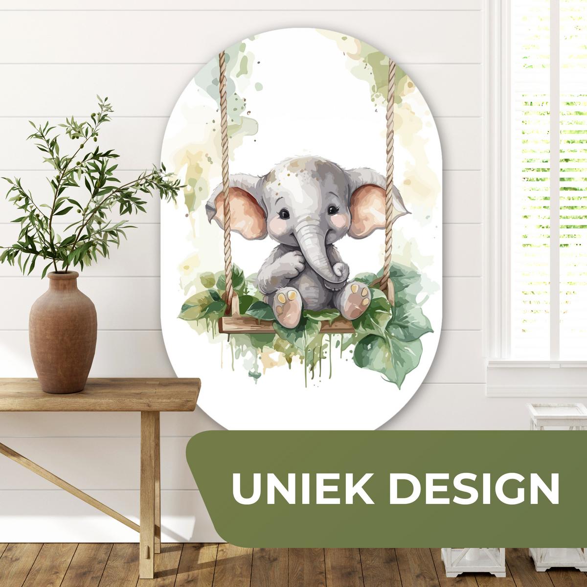 WANDBILD Elefant - Tier - Kinder - Dschungel Deko Groß 80x120 cm - Hellgrau, Kunststoff (80/120cm) - MuchoWow