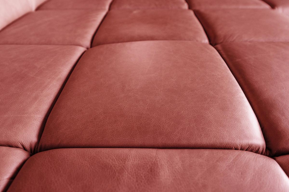 ECKSOFA NELSON Rot Leder - Rot/Schwarz, Leder/Metall (321/216cm) - KAWOLA