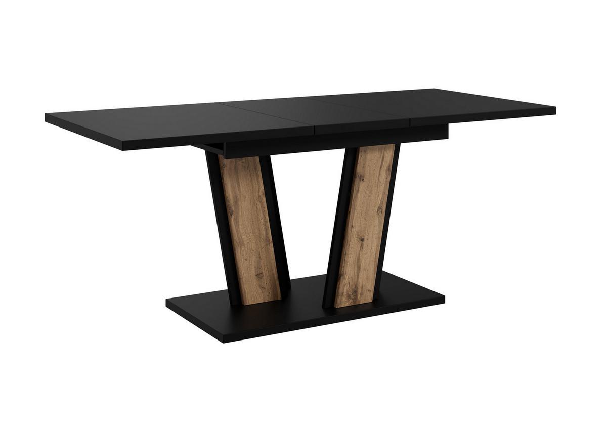 ESSTISCH BORSEN Ausziehbar 120 - 160 / 80 x 76 cm - Eiche Wotan/Schwarz, Holz (120/80/76cm) - MASSENO