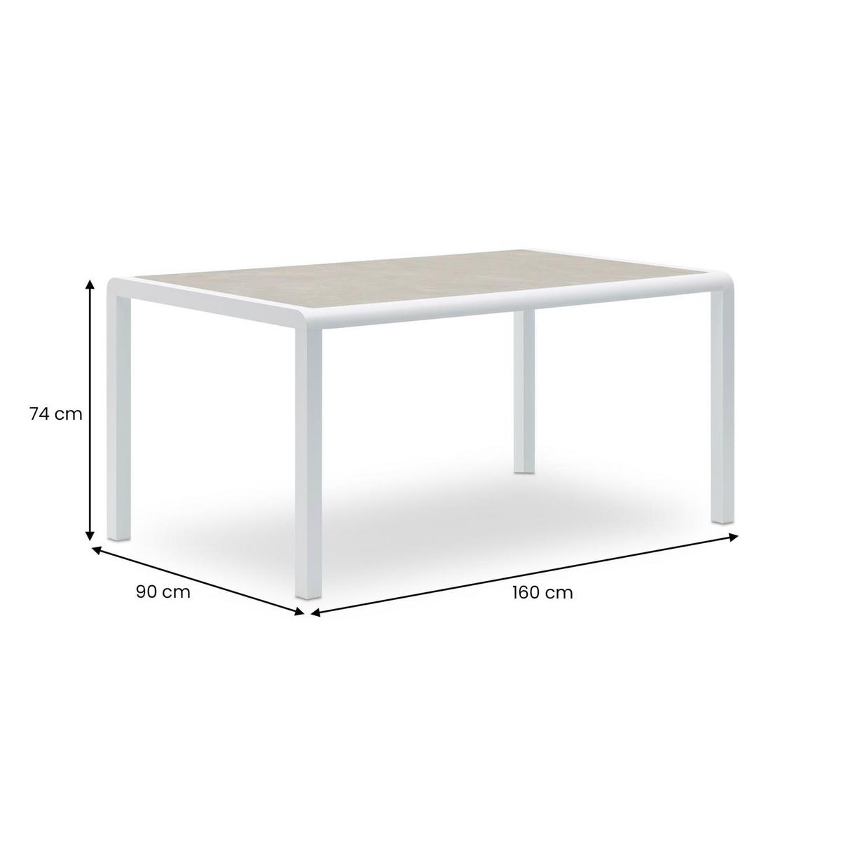 GARTENTISCH TRAPANI grau, weiß - Grau, Glas/Metall (90/160/75cm) - IDIMEX
