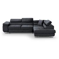 ECKSCHLAFSOFA Vild verstellbaren Kopfstützen, Schwarz, rechts - Chromfarben/Schwarz, Textil (275/203cm) - Beautysofa