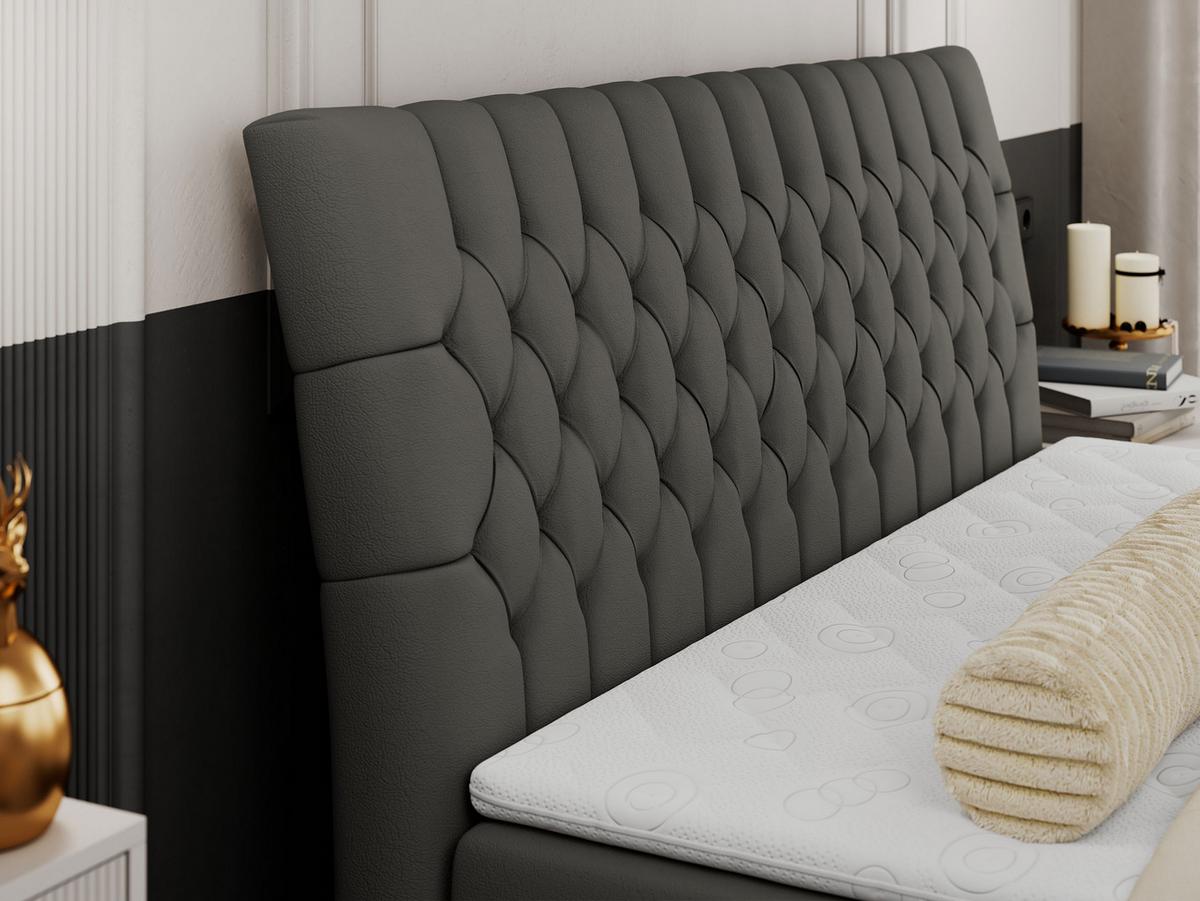 BOXBETT MILEN 120/200 Dunkelgrau Kunstleder - H3 - Dunkelgrau, Holz/Textil (120/200cm) - MKS