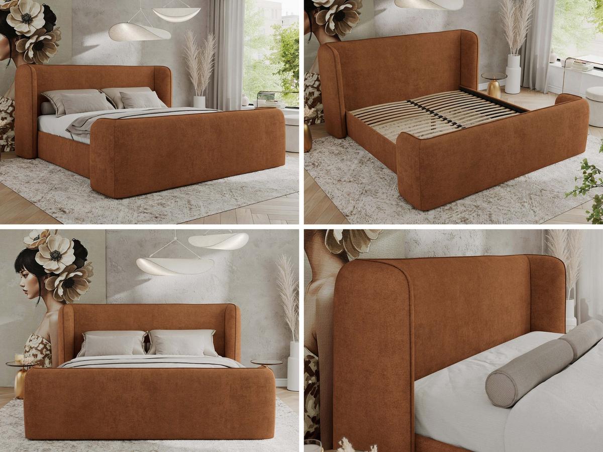 POLSTERBETT EMORA CLASSIC DUO 180/200 - Orange Strukture - Pocket-Matratze - Orange, Textil (180/200cm) - MKS