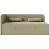 JUGENDBETT Calmmo Olivgrün mit Chenille-Bezug, Kopfteil links - Olivgrün, Textil (90/200cm) - Selsey