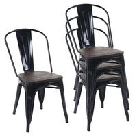 STUHL HOLZ-SITZFLÄCHE Schwarz 4er-Set - Schwarz/Grau, Holz (45/85/52cm) - MCW
