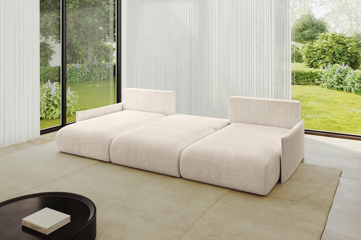 WOHNLANDSCHAFT mit Schlaffunktion und Bettkasten ONESK-U-v1 317x177x72 Beige Cord - Beige, Holzwerkstoff/Kunststoff (317/72/177cm) - ALTDECOR